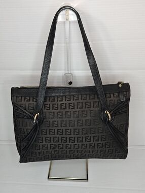 Vintage Fendi Zucchino Canvas Monogram Top Handle Bag – Dark Brown